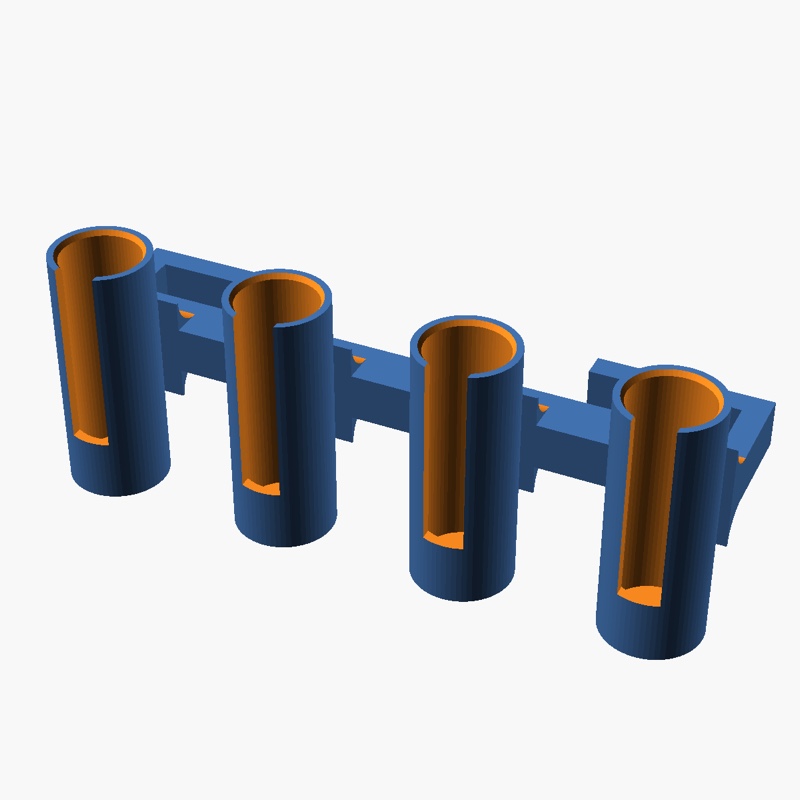 Sorted3D Hub Blind Rod Holder hanging from the angled back poles of a pop-up hunting blind