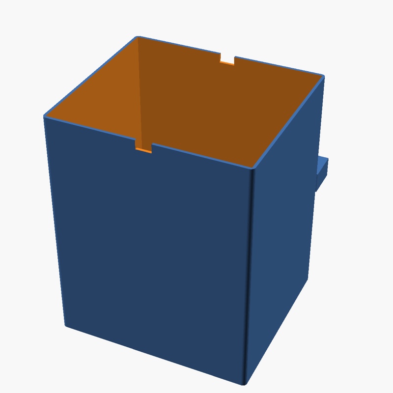 Sorted3D Hub Blind hanging trash bin with bag-handle notches in the rim