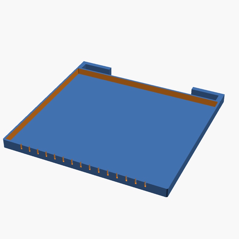 Sorted3D XL Hub Blind Shelf hanging from the back angled poles of a pop-up hunting blind